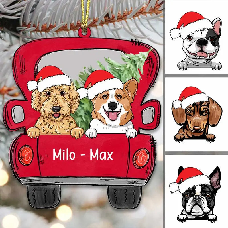 Personalized Dog Christmas Red Truck Ornament ornament The Next Custom Gift