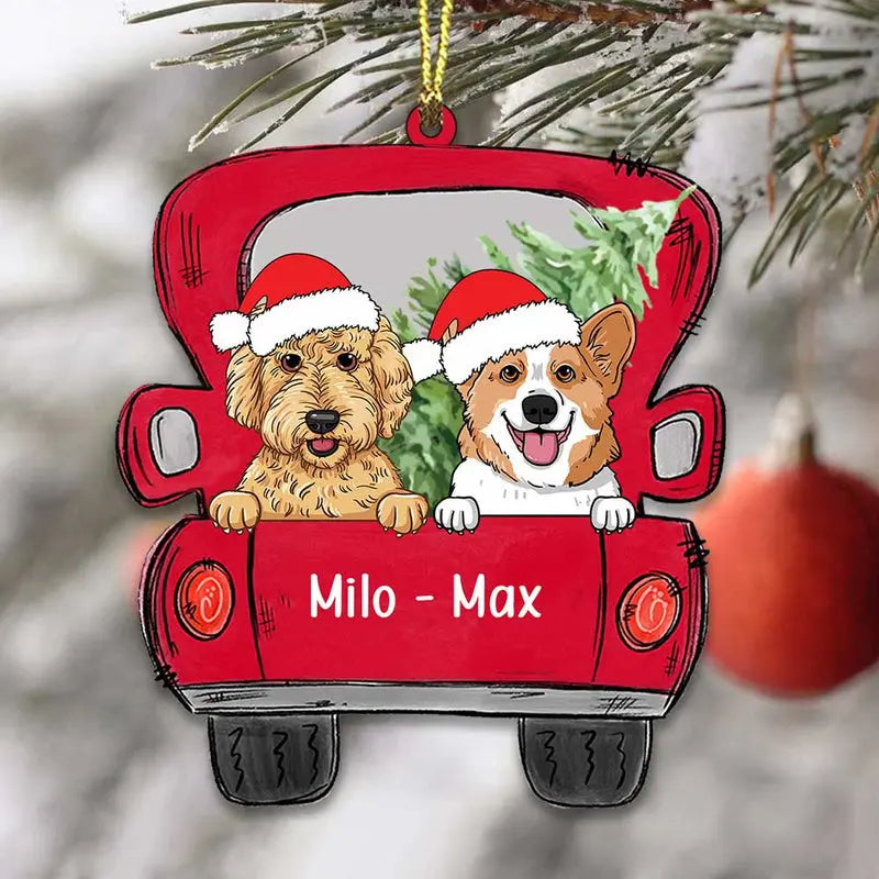 Personalized Dog Christmas Red Truck Ornament ornament The Next Custom Gift