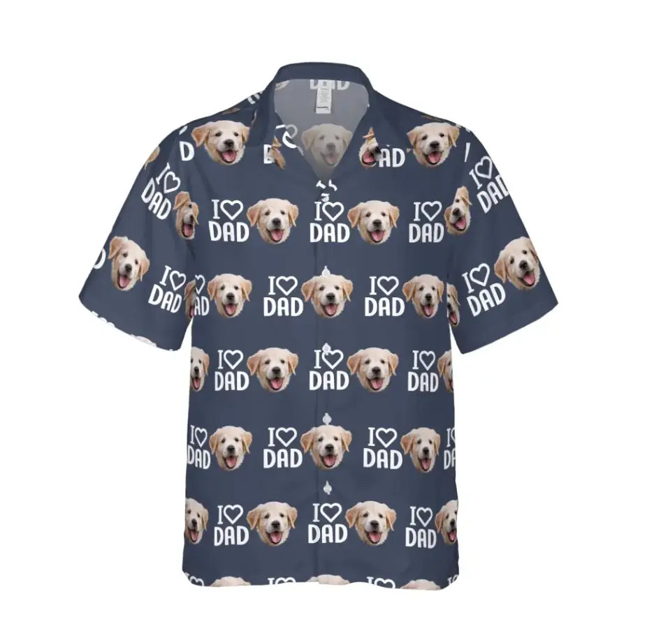 Personalized Dog Dad Hawaiian Shirt, I Love Dad Custom Dog Face Hawaiian Shirt for Men, Dog Lovers Shirts & Tops The Next Custom Gift