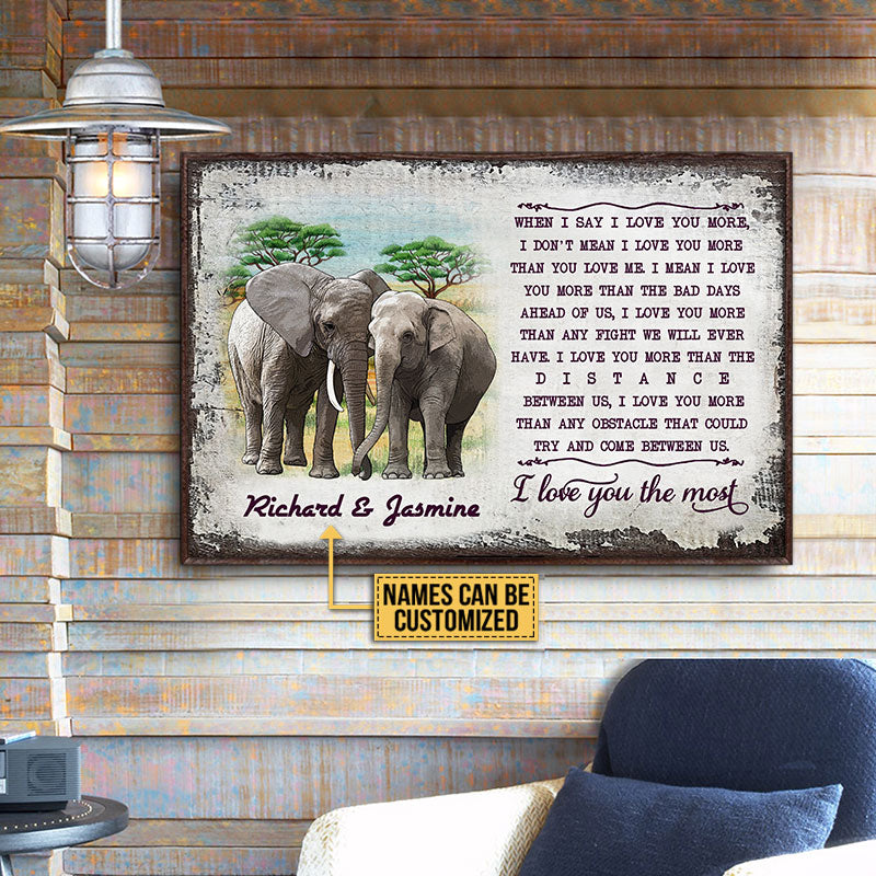 Personalized Elephant Couple When I Say I Love You Custom Poster
