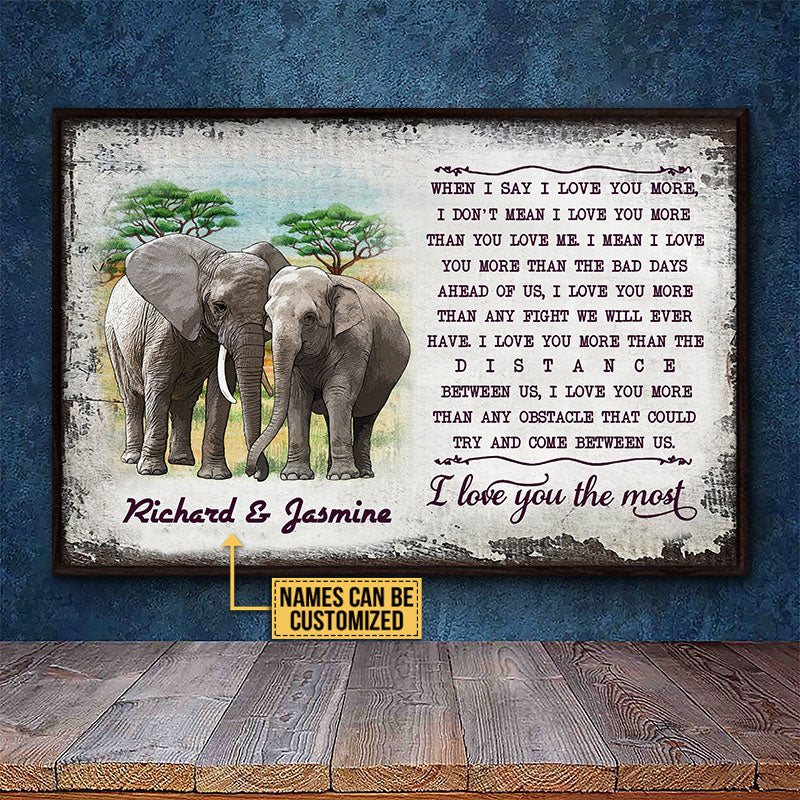 Personalized Elephant Couple When I Say I Love You Custom Poster