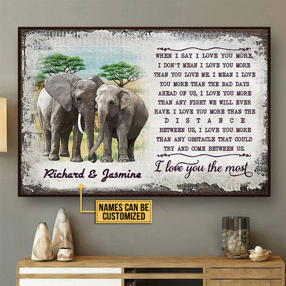 Personalized Elephant Couple When I Say I Love You Custom Poster