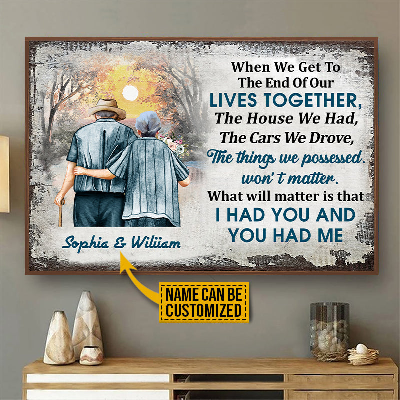 Personalized Family Color Old Couple Customized Poster