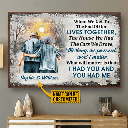 Personalized Family Color Old Couple Customized Poster
