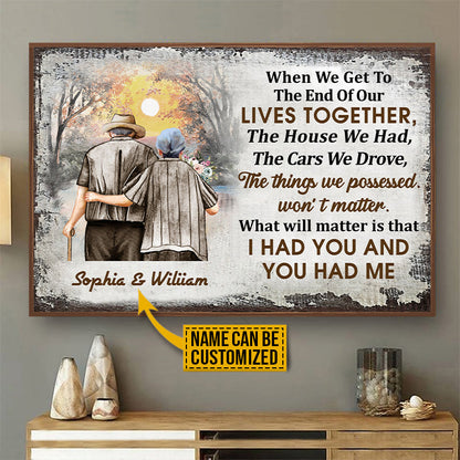 Personalized Family Color Old Couple Customized Poster