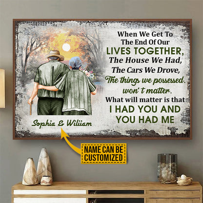 Personalized Family Color Old Couple Customized Poster