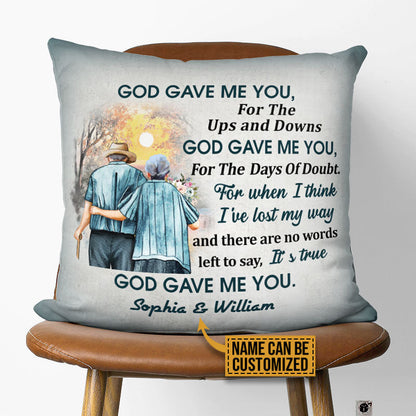 Personalized Family Old Couple God Gave Me You Custom Pillow