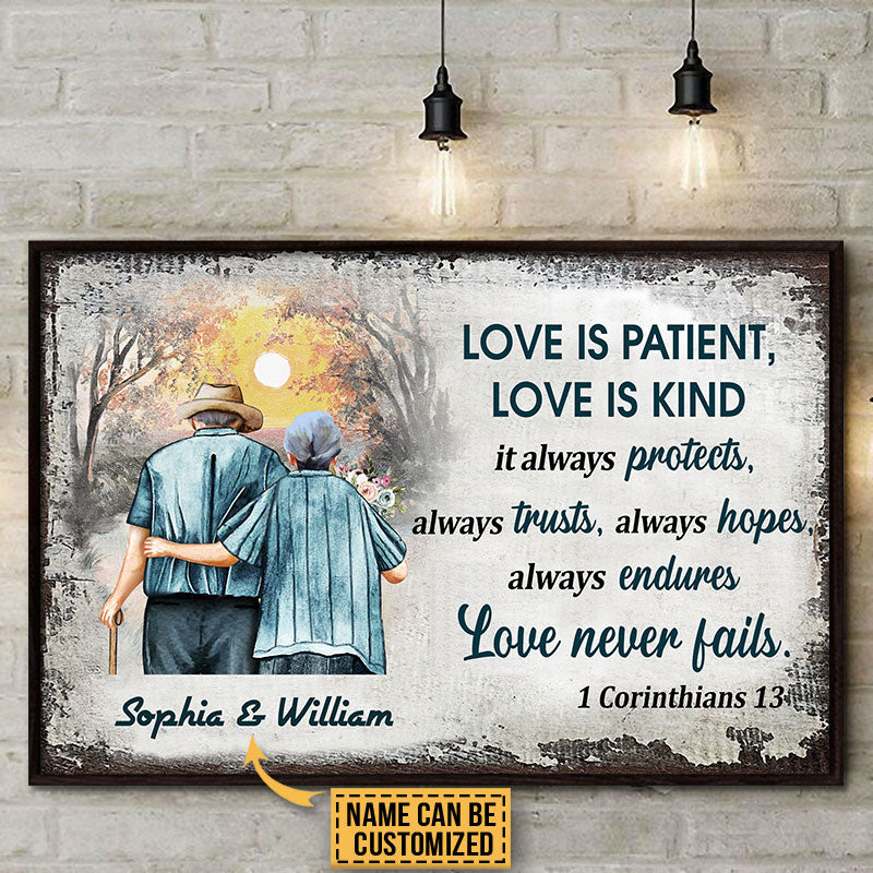 Personalized Family Old Couple Love Is Patient Custom Poster