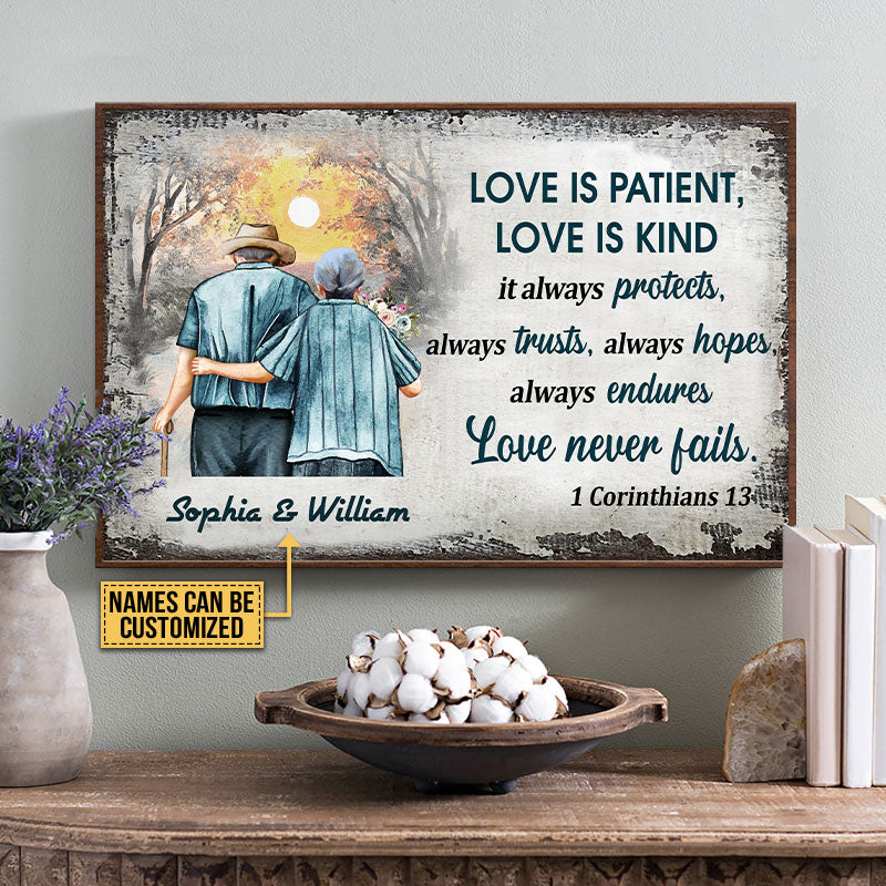 Personalized Family Old Couple Love Is Patient Custom Poster