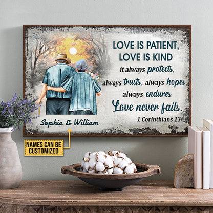 Personalized Family Old Couple Love Is Patient Custom Poster