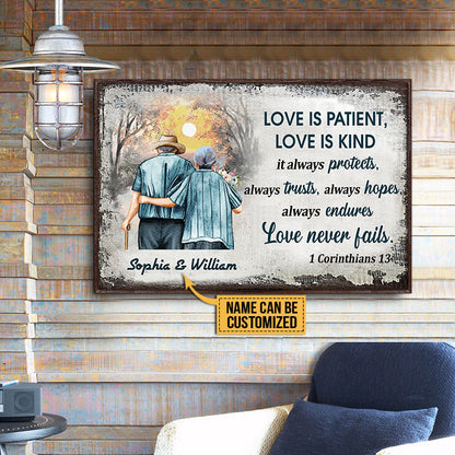 Personalized Family Old Couple Love Is Patient Custom Poster