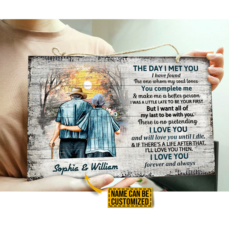 Personalized Family Old Couple The Day I Met Customized Wood Rectangle Sign