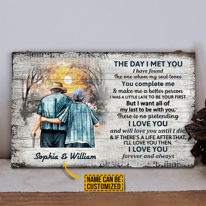 Personalized Family Old Couple The Day I Met Customized Wood Rectangle Sign