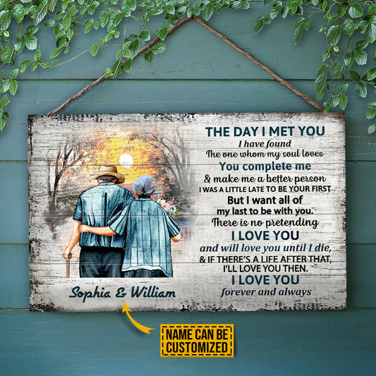 Personalized Family Old Couple The Day I Met Customized Wood Rectangle Sign