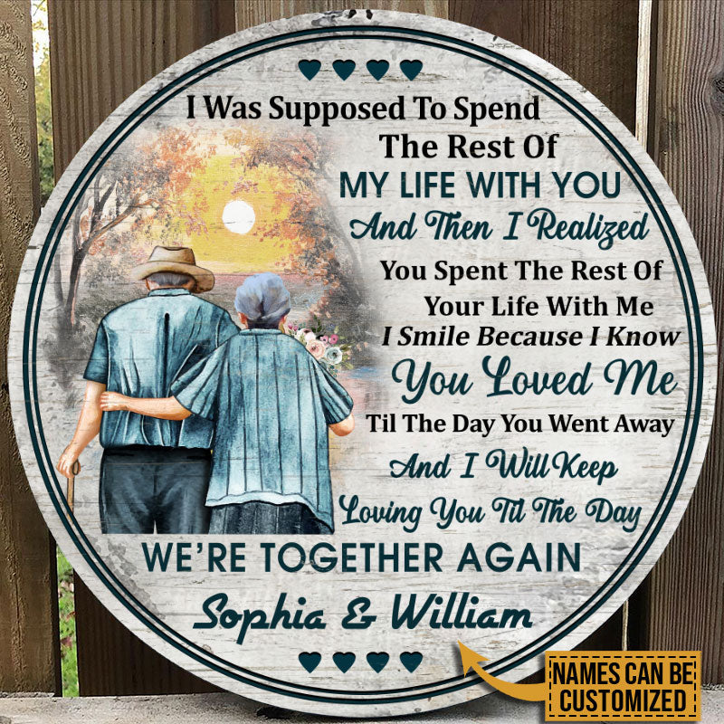 Personalized Family Old Couple The Rest Of My Life Custom Wood Circle Sign