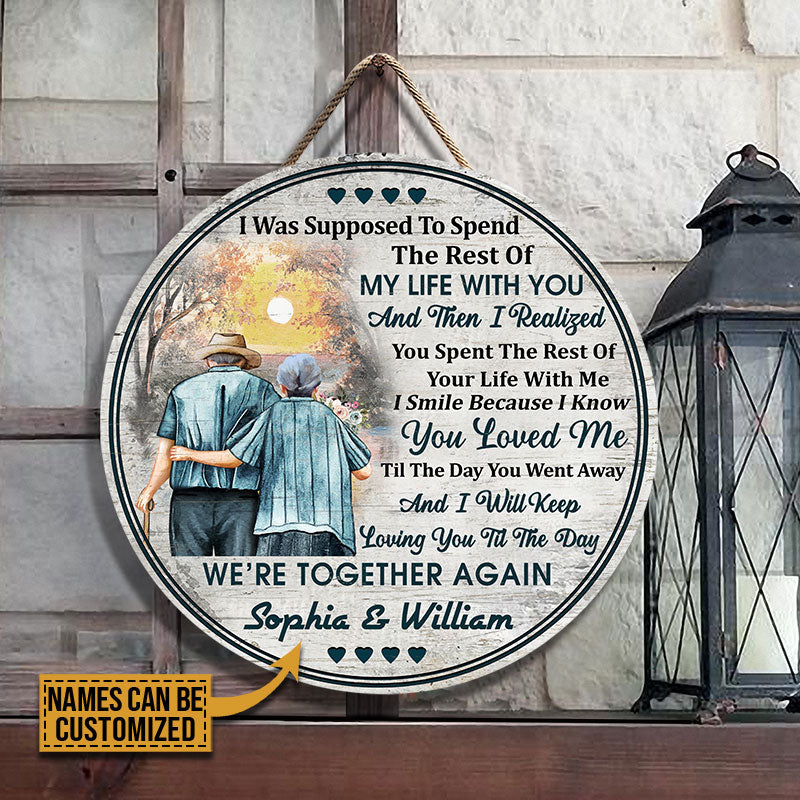Personalized Family Old Couple The Rest Of My Life Custom Wood Circle Sign