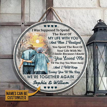 Personalized Family Old Couple The Rest Of My Life Custom Wood Circle Sign
