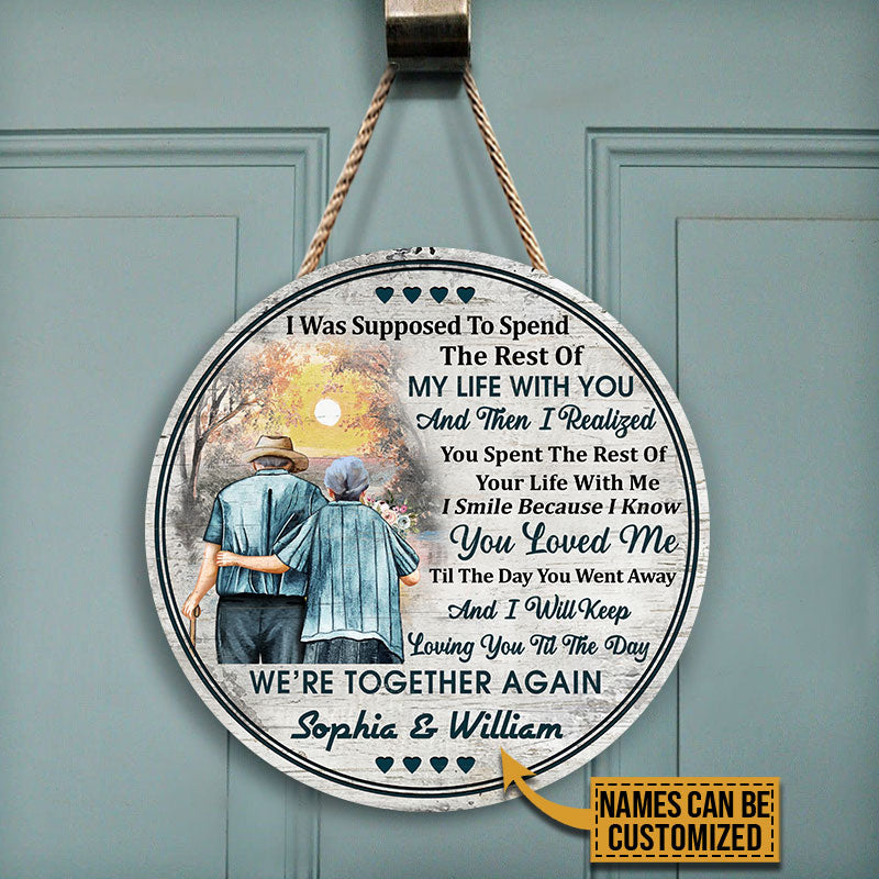 Personalized Family Old Couple The Rest Of My Life Custom Wood Circle Sign