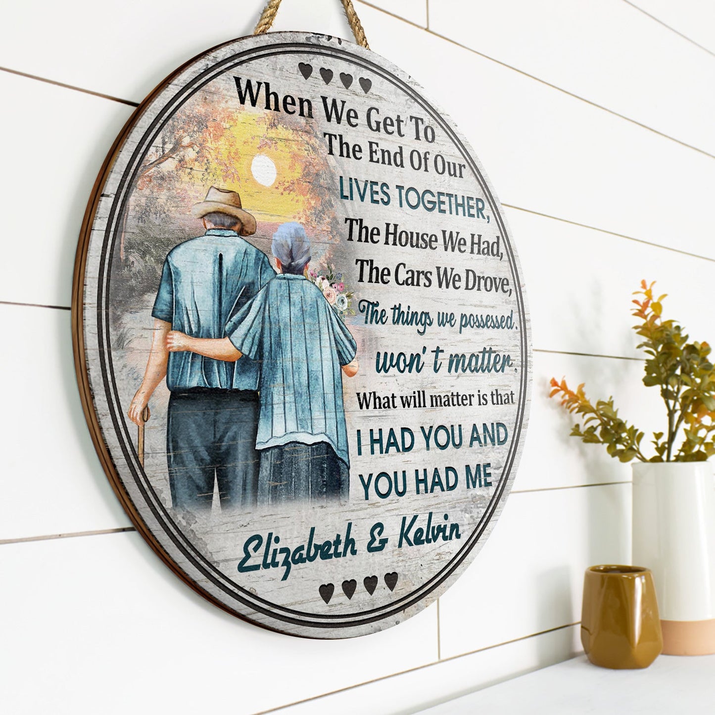 Personalized Family Old Couple When We Get Customized Wood Circle Sign
