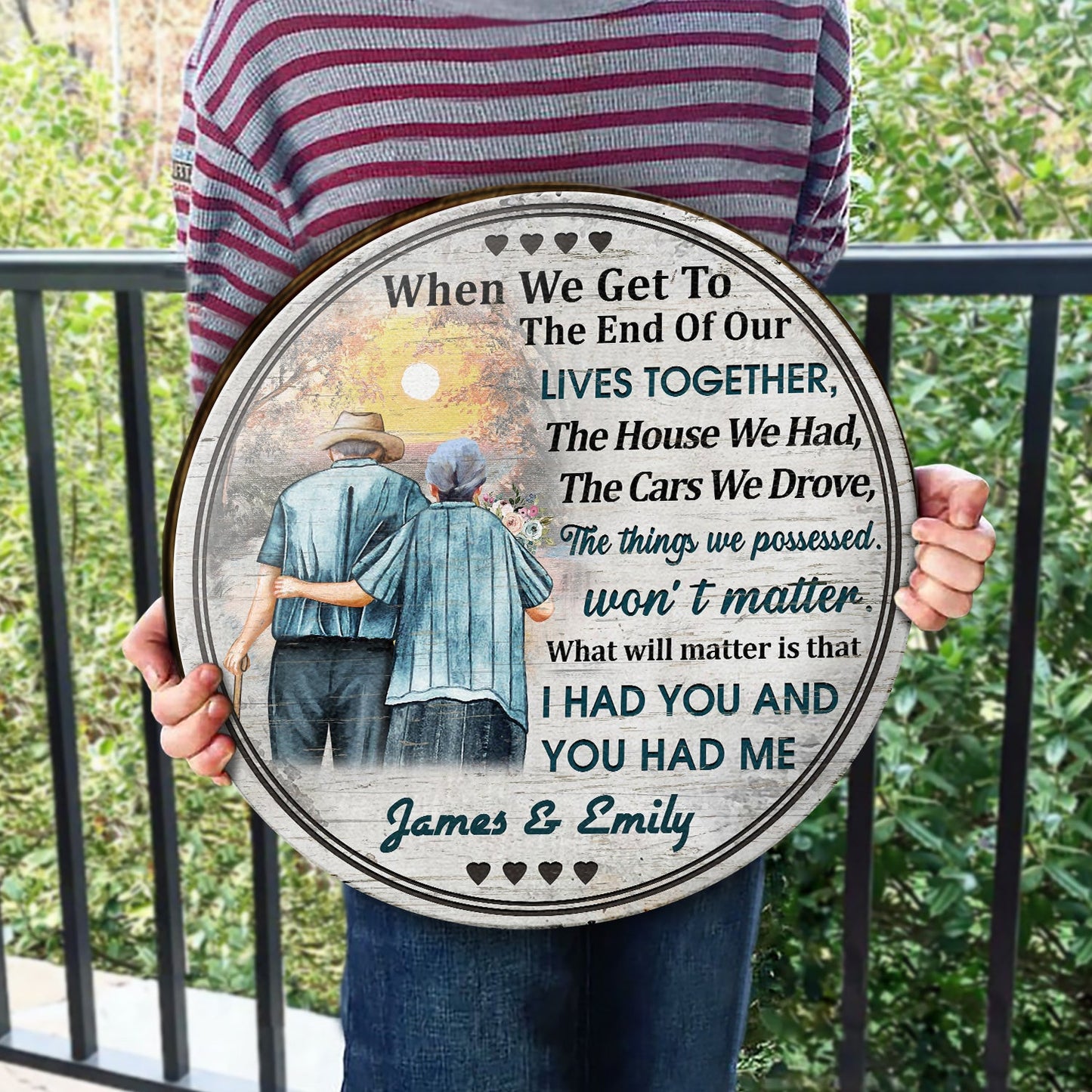 Personalized Family Old Couple When We Get Customized Wood Circle Sign