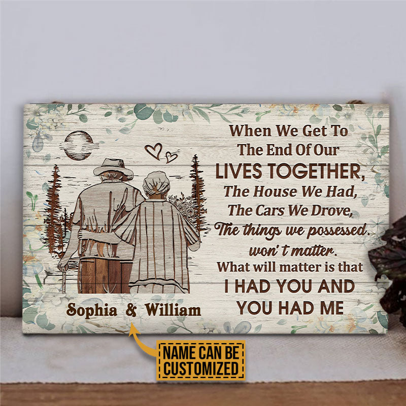 Personalized Family Old Couple When We Get Floral Custom Wood Rectangle Sign