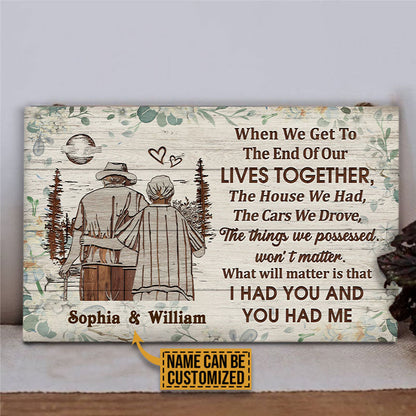 Personalized Family Old Couple When We Get Floral Custom Wood Rectangle Sign