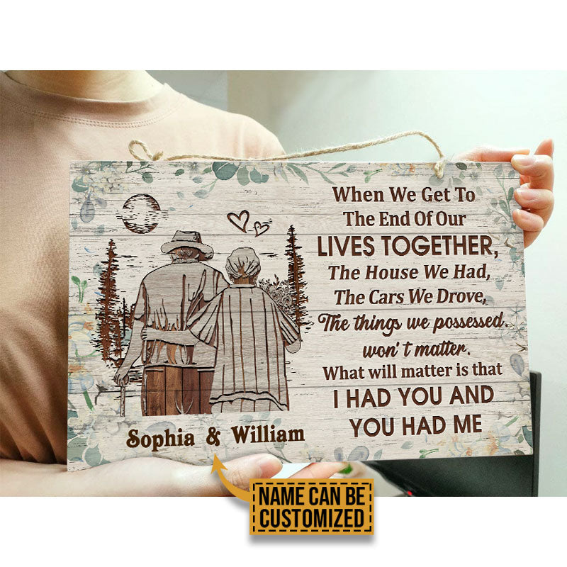 Personalized Family Old Couple When We Get Floral Custom Wood Rectangle Sign