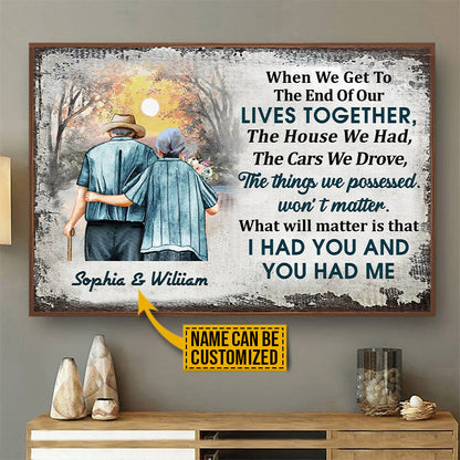 Personalized Family Color Old Couple Customized Poster