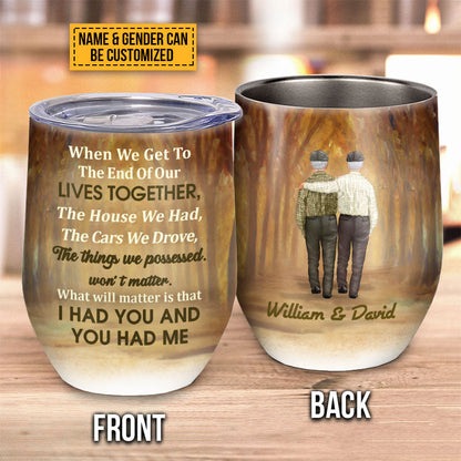 Personalized Family Yellow Old Couple When We Get Custom Wine Tumbler