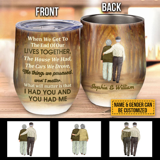 Personalized Family Yellow Old Couple When We Get Custom Wine Tumbler