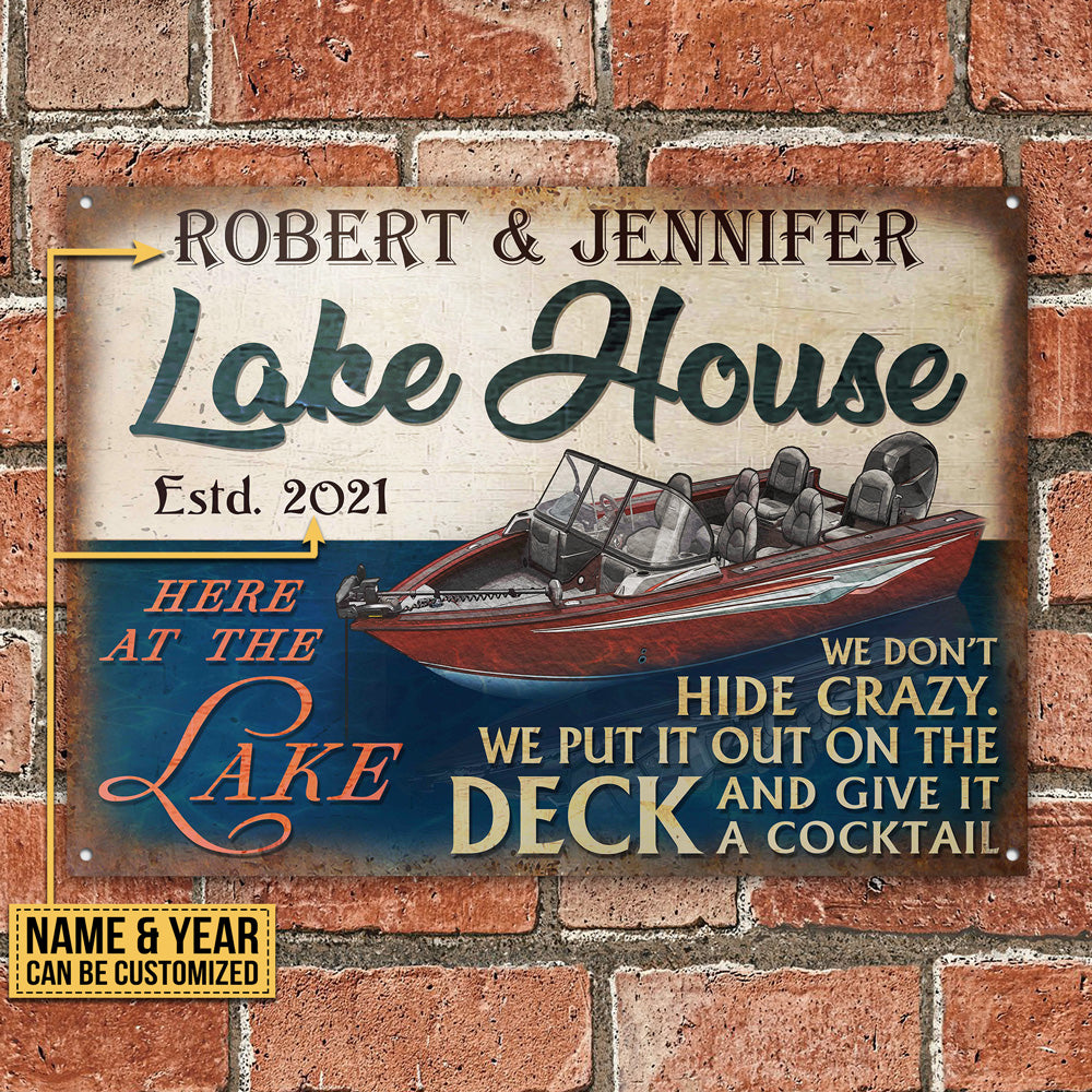Personalized Fishing Boat Lake Don't Hide Crazy Customized Classic Metal Signs