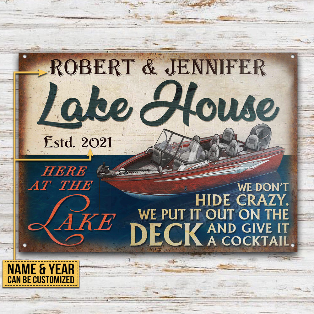 Personalized Fishing Boat Lake Don't Hide Crazy Customized Classic Metal Signs