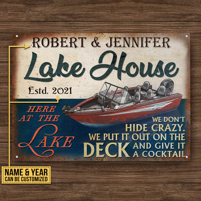 Personalized Fishing Boat Lake Don't Hide Crazy Customized Classic Metal Signs