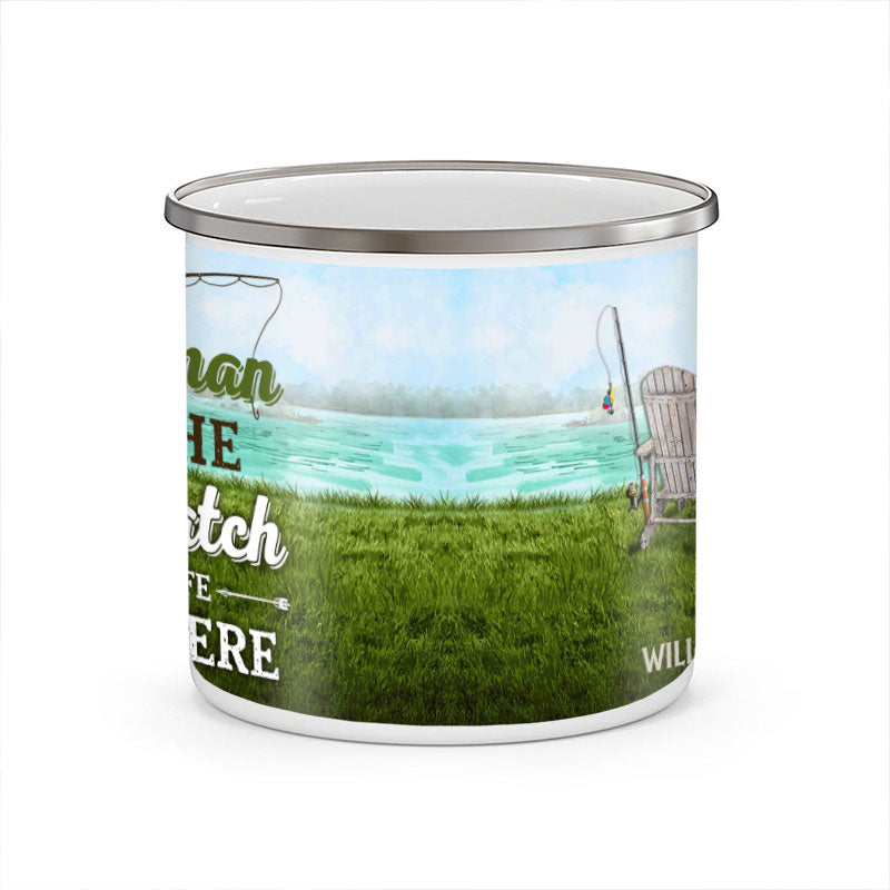 Personalized Fishing Couple Camp Here Custom Campfire Mug