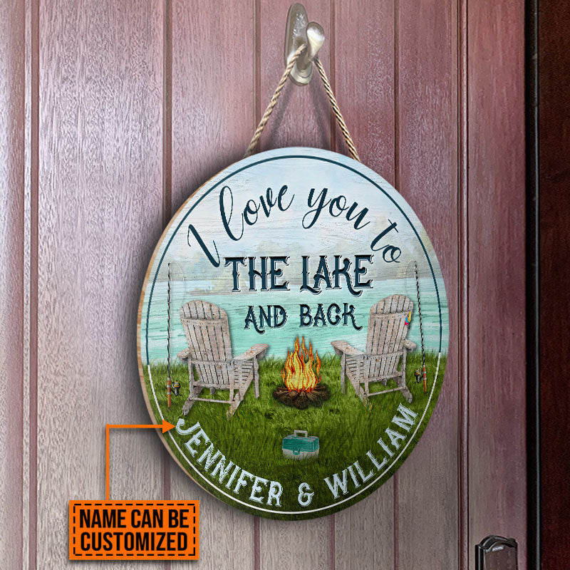 Personalized Fishing I Love You To The Lake Customized Wood Circle Sign