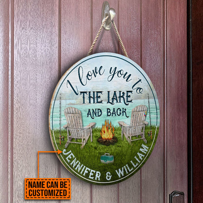 Personalized Fishing I Love You To The Lake Customized Wood Circle Sign