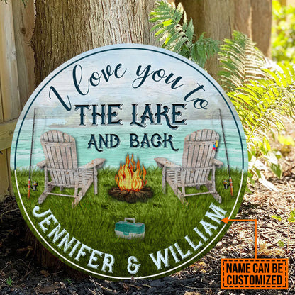 Personalized Fishing I Love You To The Lake Customized Wood Circle Sign