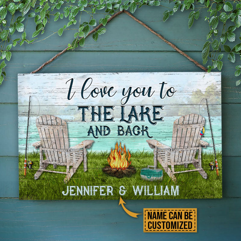 Personalized Fishing I Love You To The Lake Customized Wood Rectangle Sign