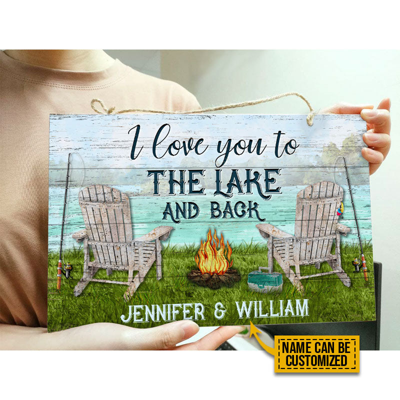 Personalized Fishing I Love You To The Lake Customized Wood Rectangle Sign