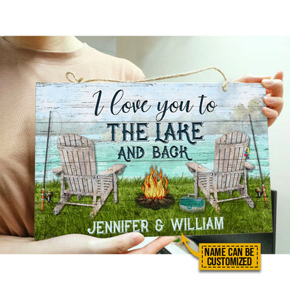 Personalized Fishing I Love You To The Lake Customized Wood Rectangle Sign