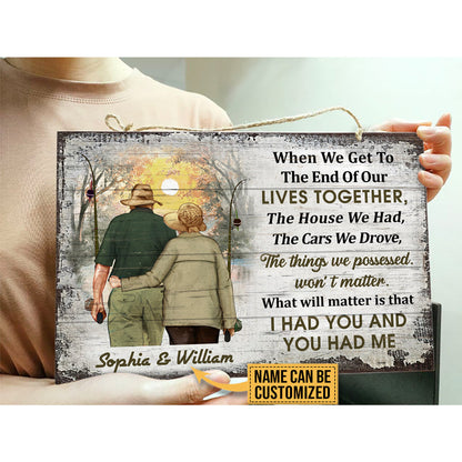 Personalized Fishing Old Couple When We Get Custom Wood Rectangle Sign