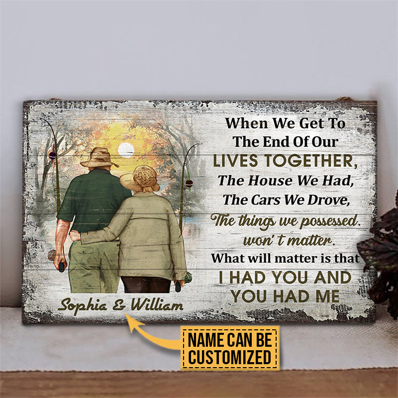 Personalized Fishing Old Couple When We Get Custom Wood Rectangle Sign