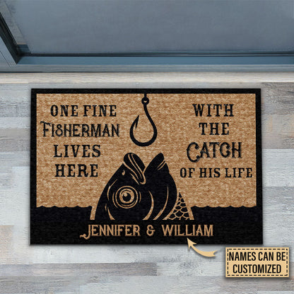 Personalized Fishing One Fine Fisherman Customized Doormat