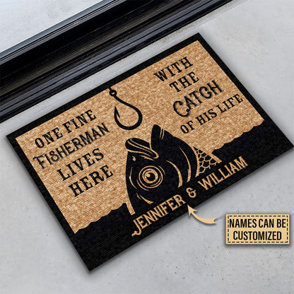 Personalized Fishing One Fine Fisherman Customized Doormat