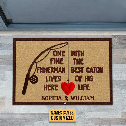 Personalized Fishing One Great Fisherman Custom Doormat