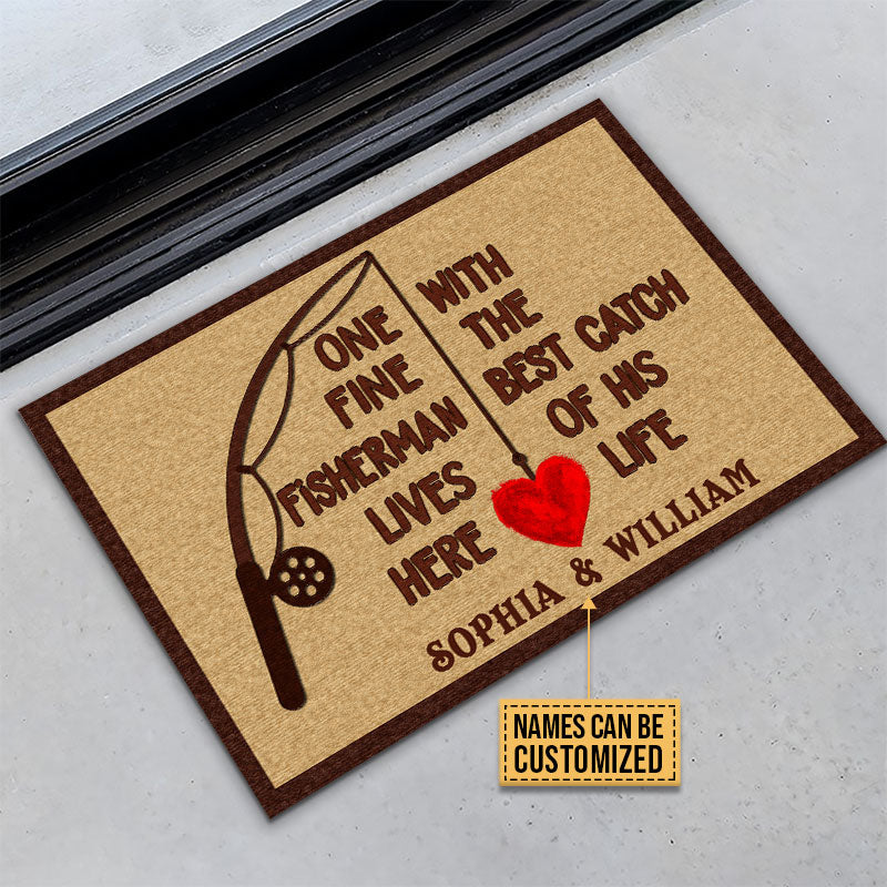 Personalized Fishing One Great Fisherman Custom Doormat