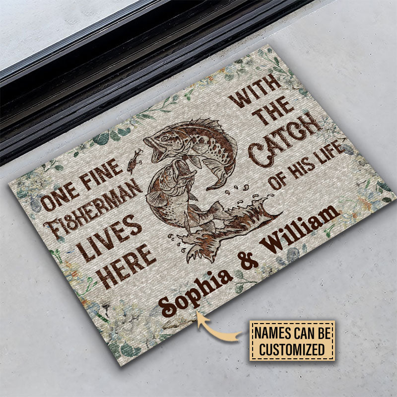 Personalized Fishing The Catch Of His Life Custom Doormat