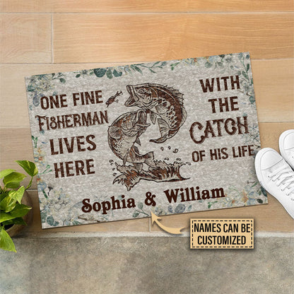 Personalized Fishing The Catch Of His Life Custom Doormat