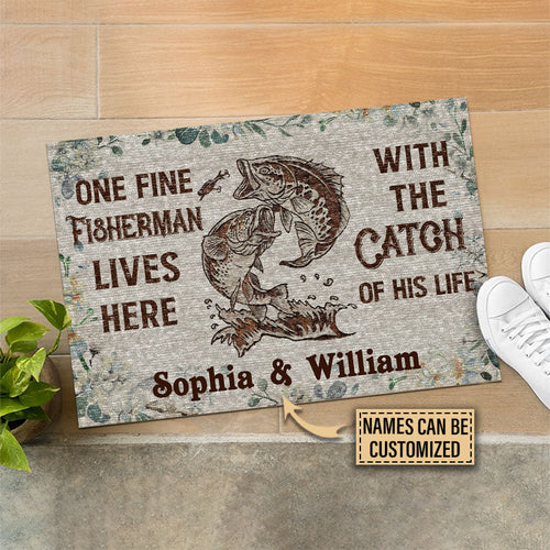 Personalized Fishing The Catch Of His Life Custom Doormat