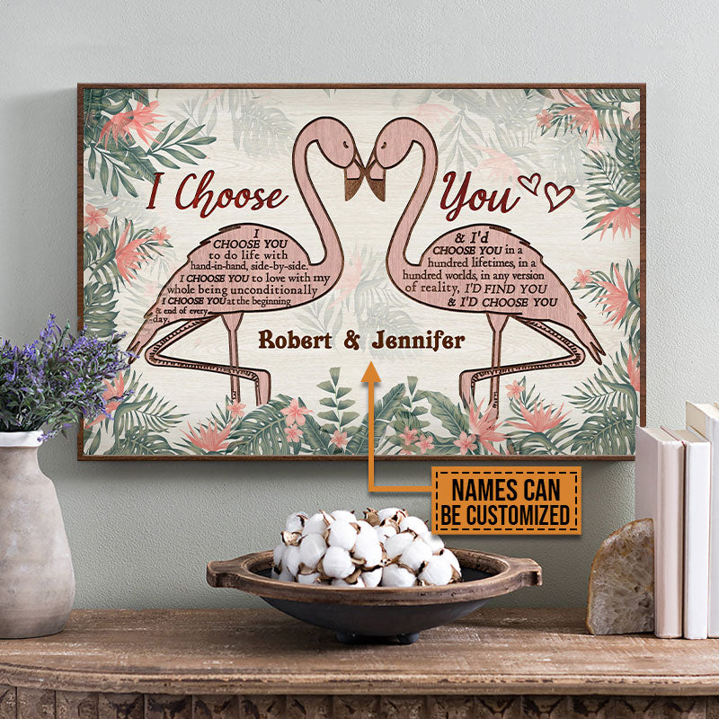 Personalized Flamingo Couple I Choose You Custom Poster